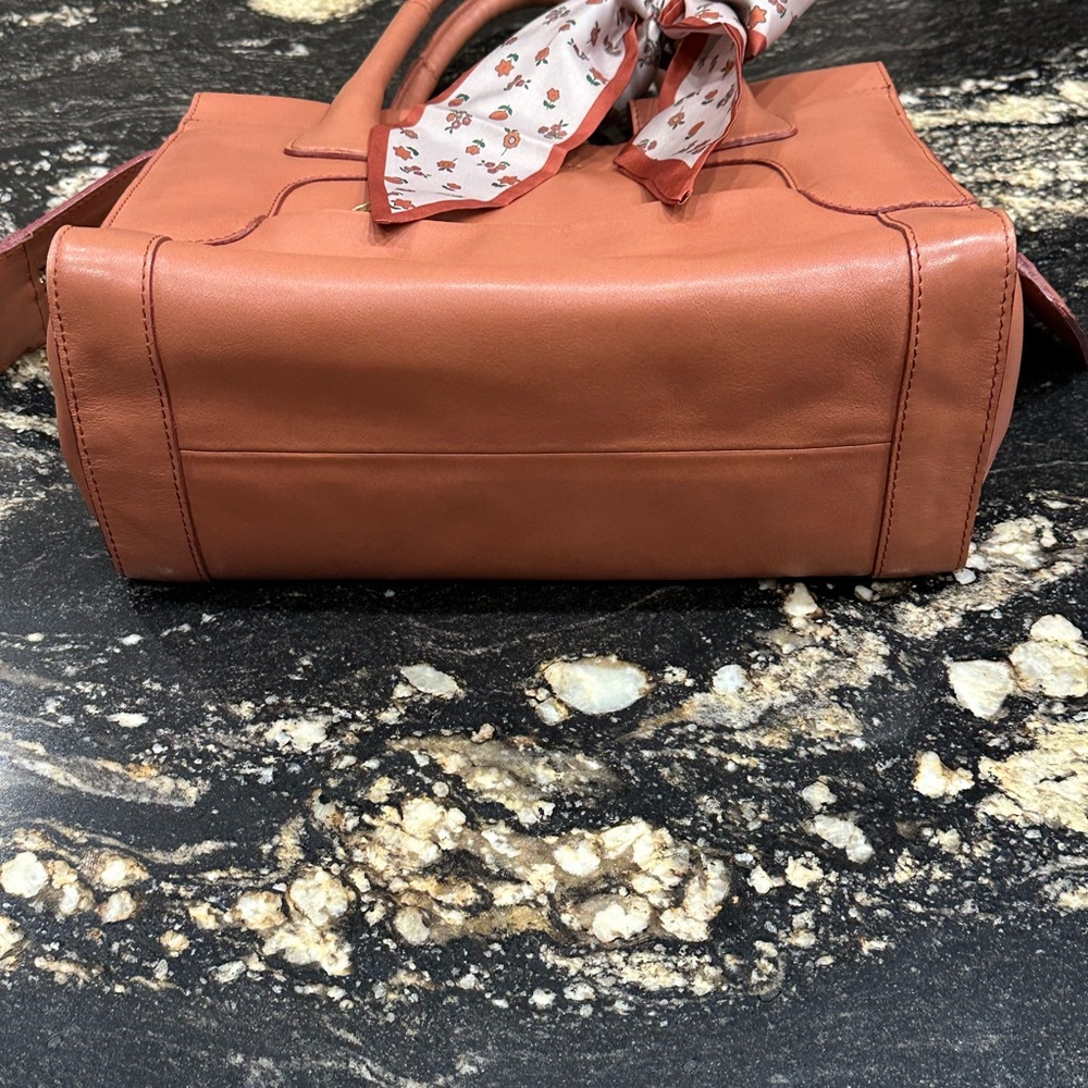See by chole Coral Pink Leather-Style Satchel with Scarf Accent - Picture 7 of 16